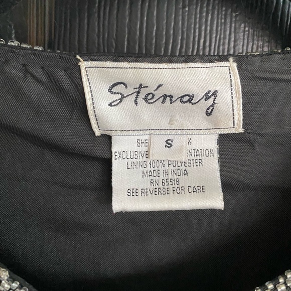 Vintage Stenay Womens Evening Jacket Sequin Top Black Blue Red 80s-Size S - Picture 3 of 6